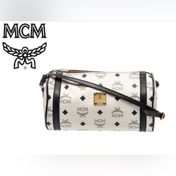 MCM Handbags - MCM Visetos Papillon white & black adjustable strap crossbody bag Germany EUC